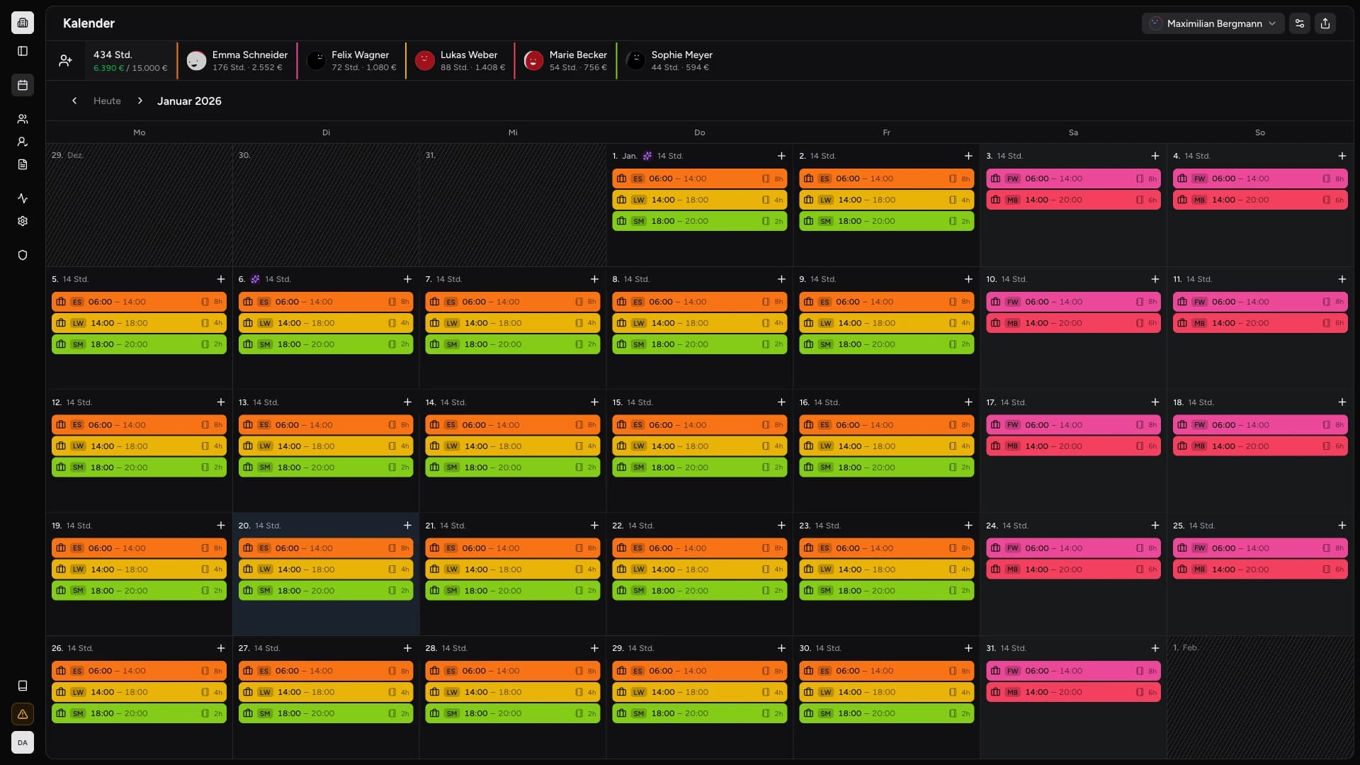 Monatsansicht im Kalender
