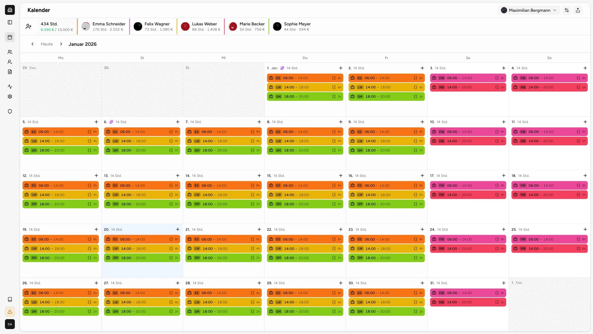 Monatsansicht im Kalender