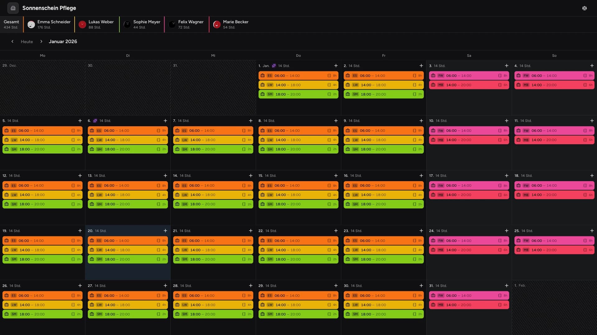 Dienstplan per Freigabe-Link