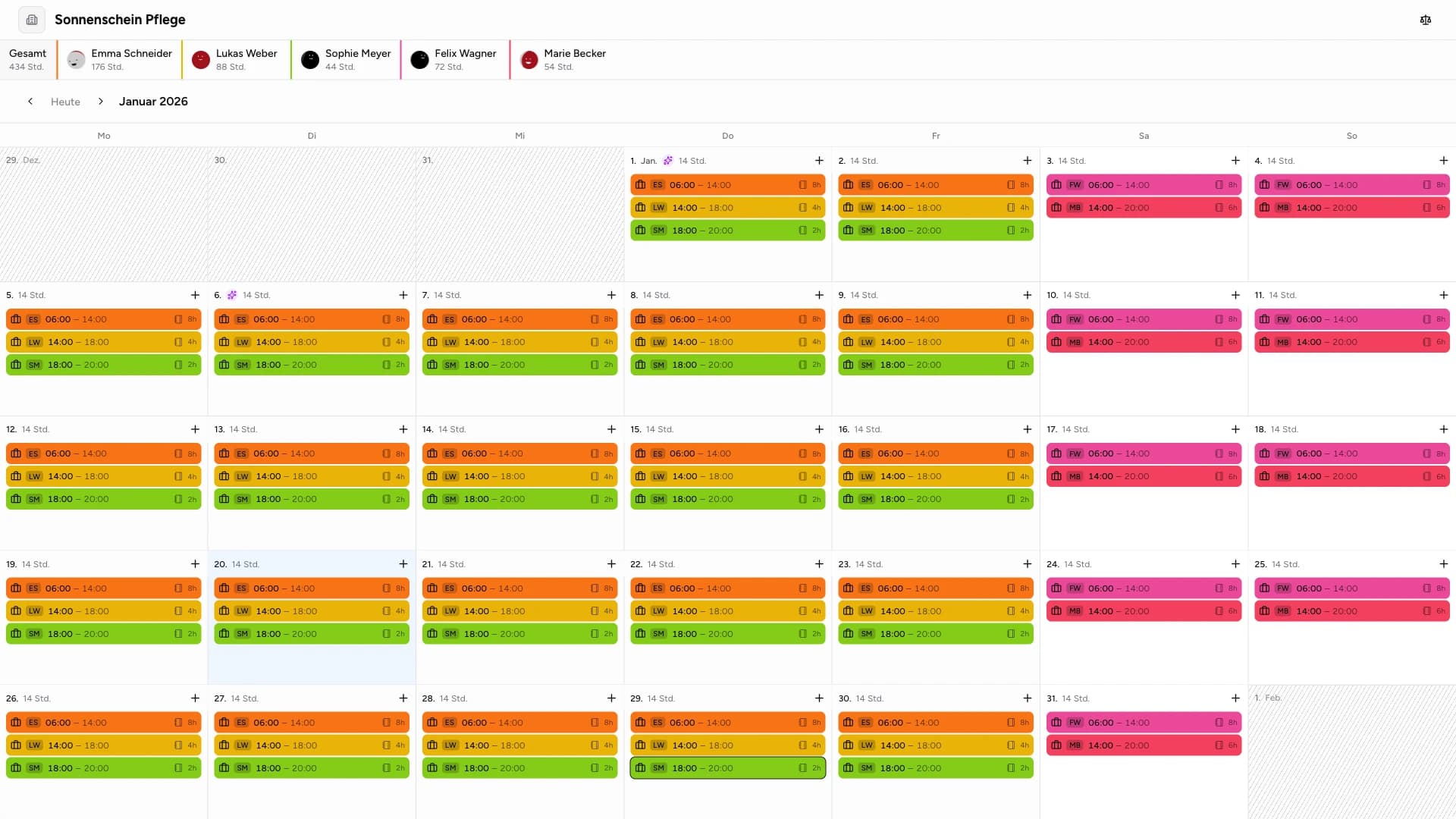 Dienstplan per Freigabe-Link
