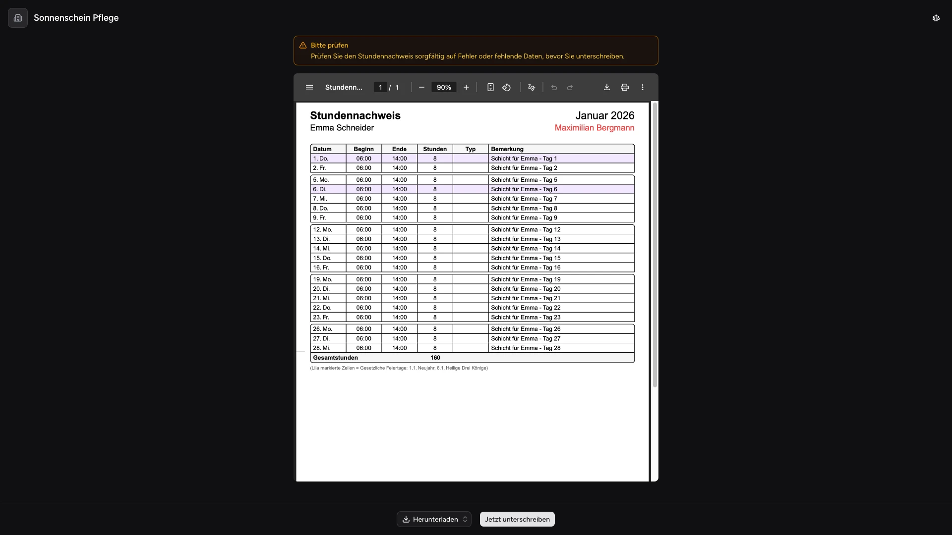 Digitale Signaturansicht
